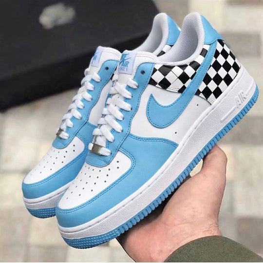 Custom Air Force 1 Blue Checkerboard