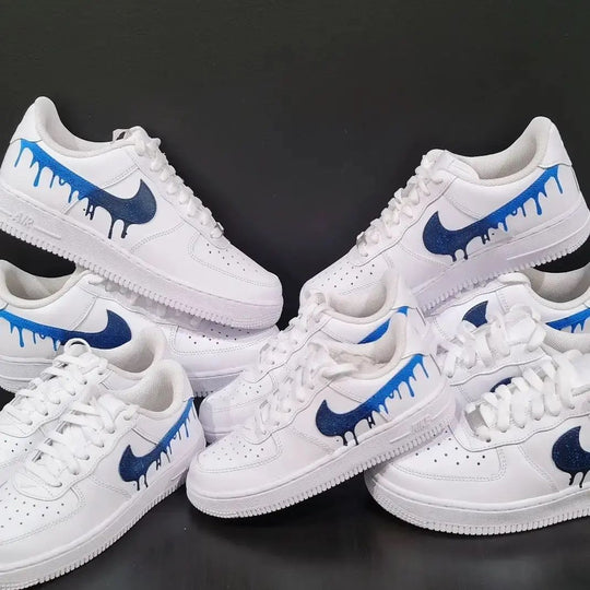 Custom Air Force 1 Blue Drip Design