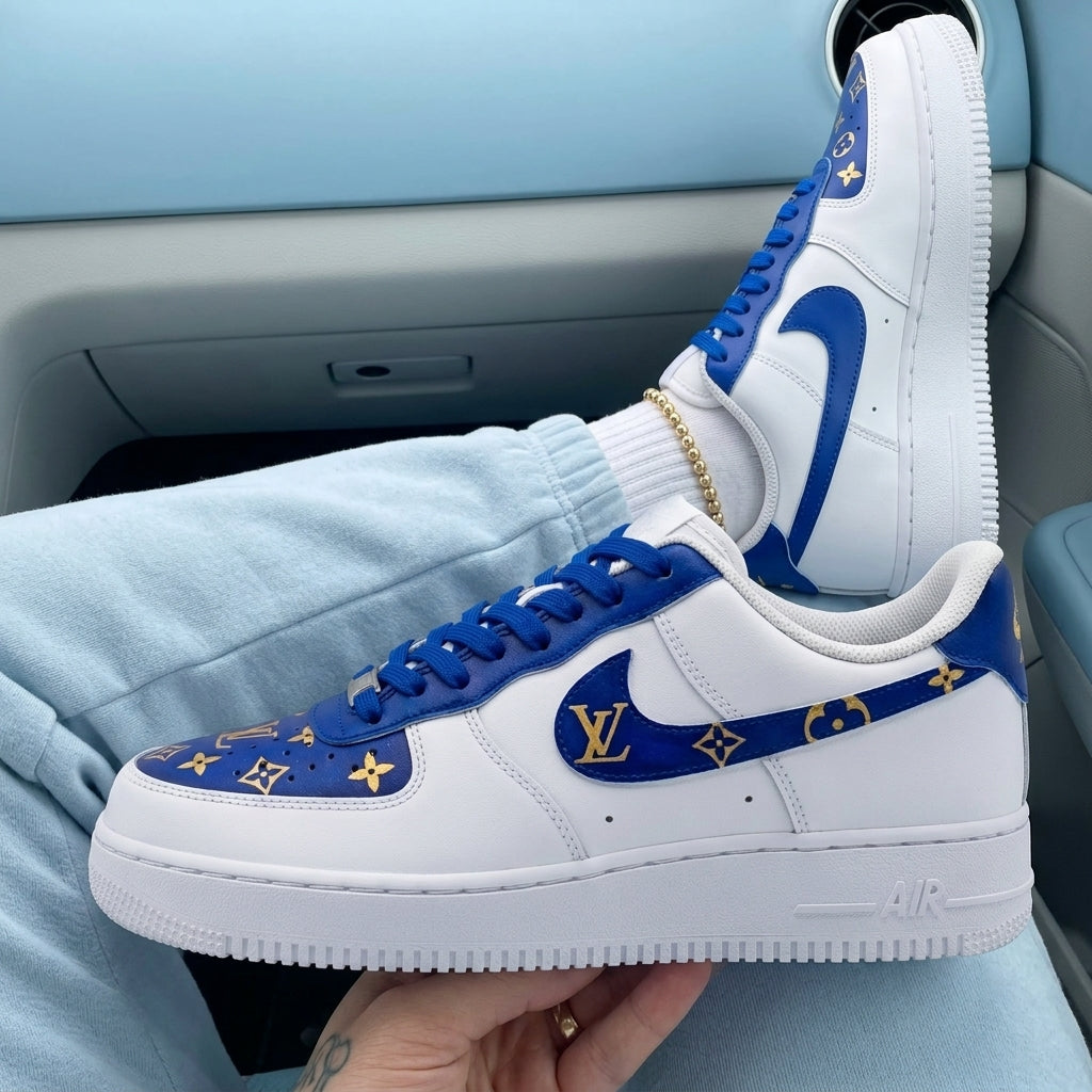 Custom Air Force 1 Blue Gold LV