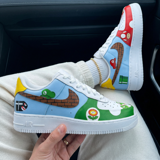 Custom Air Force 1 Blue Green Red Super Mario Theme