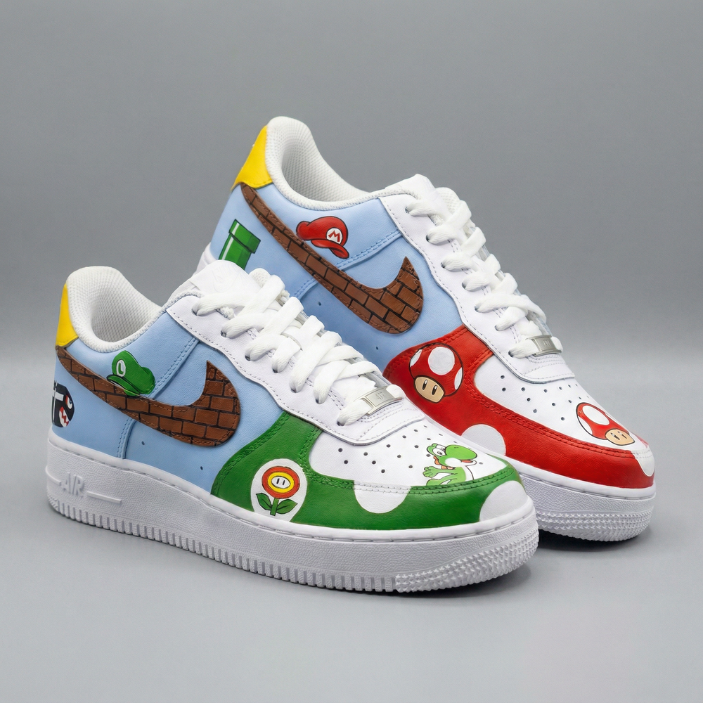 Custom Air Force 1 Blue Green Red Super Mario Theme