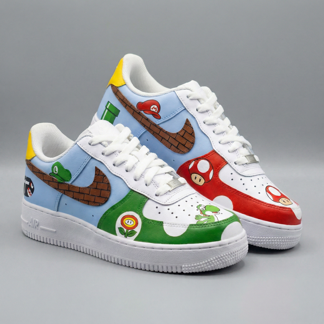 Custom Air Force 1 Blue Green Red Super Mario Theme