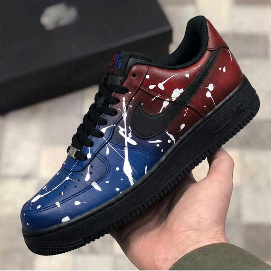 Custom Air Force 1 Blue Red White Splatter