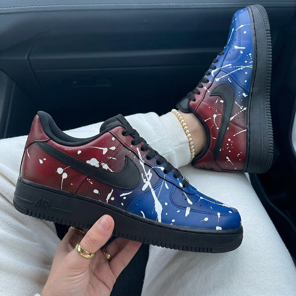 Custom Air Force 1 Blue Red White Splatter