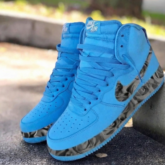 Custom Air Force 1 Blue Rose Pattern