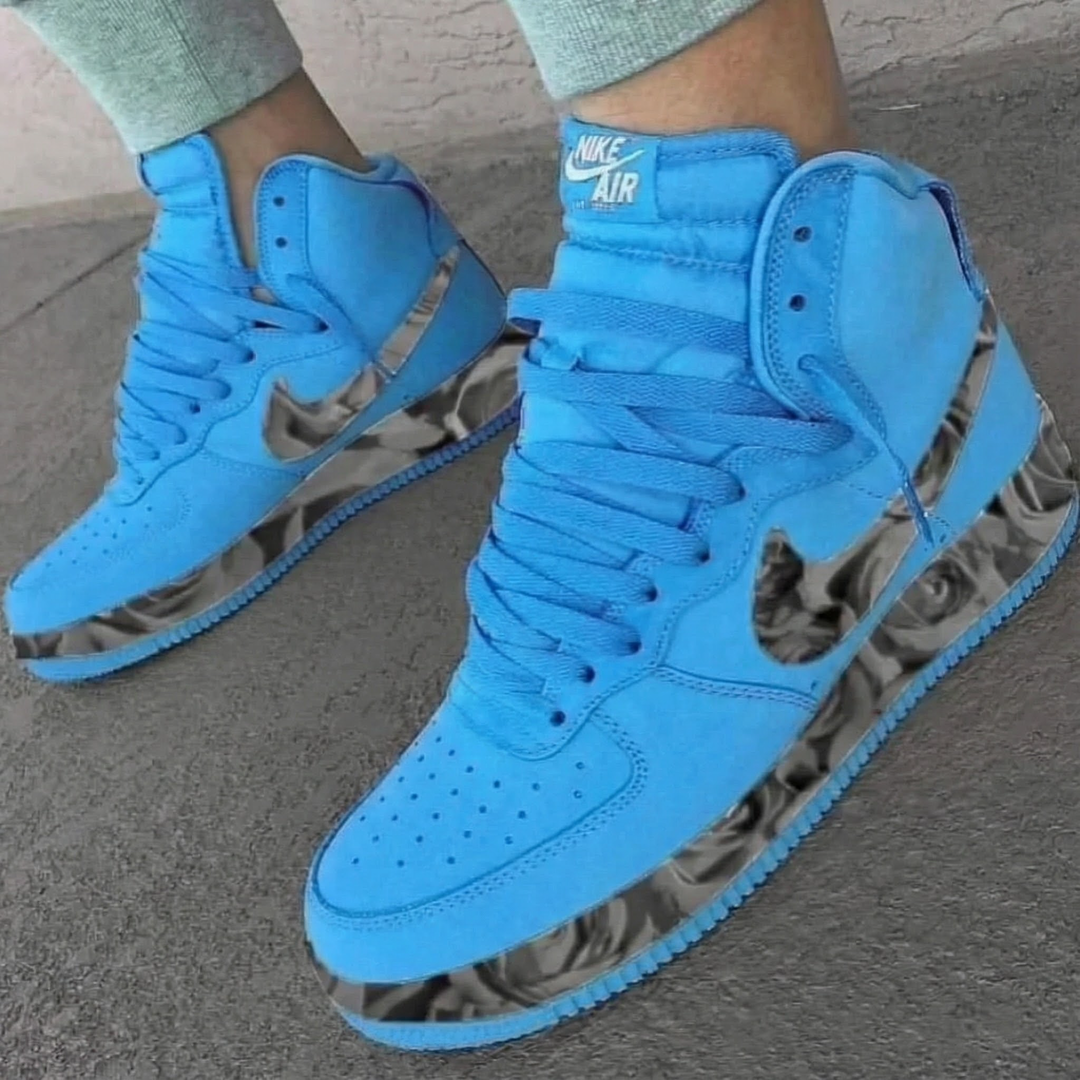 Custom Air Force 1 Blue Rose Pattern