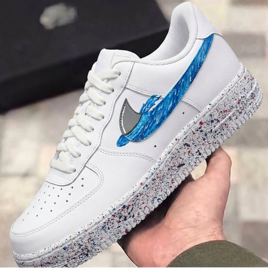 Custom Air Force 1 Blue Shark Fin Speckled