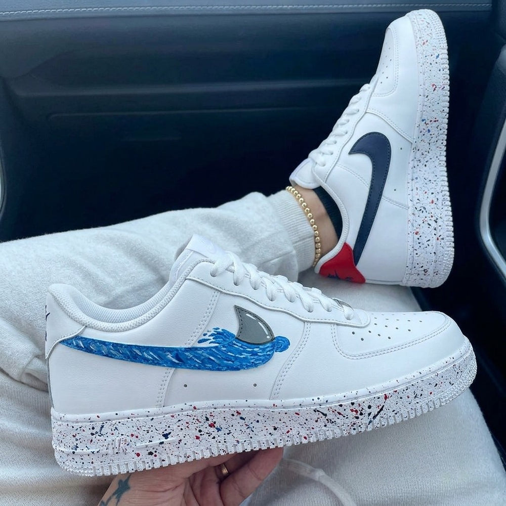 Custom Air Force 1 Blue Shark Fin Speckled