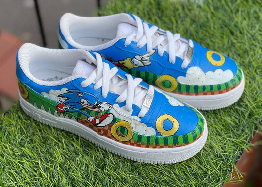 Custom Air Force 1 Blue Sonic The Hedgehog Design