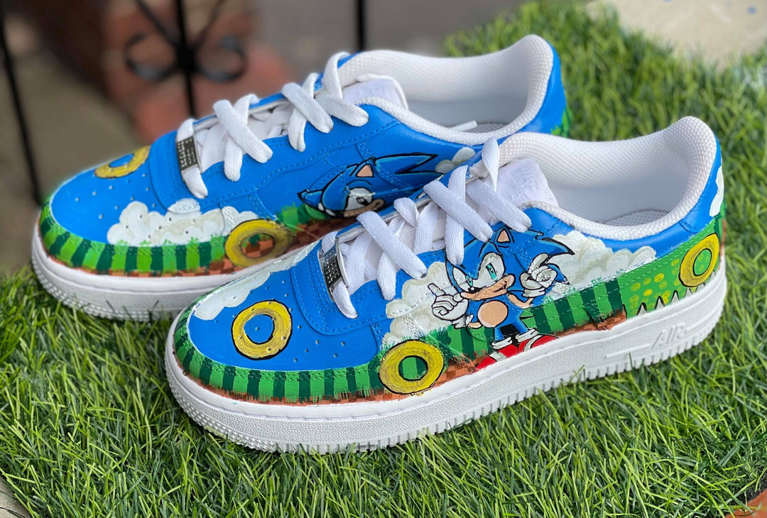 Custom Air Force 1 Blue Sonic The Hedgehog Design