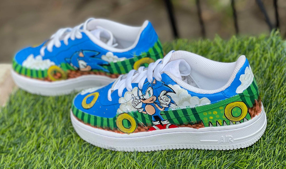 Custom Air Force 1 Blue Sonic The Hedgehog Design