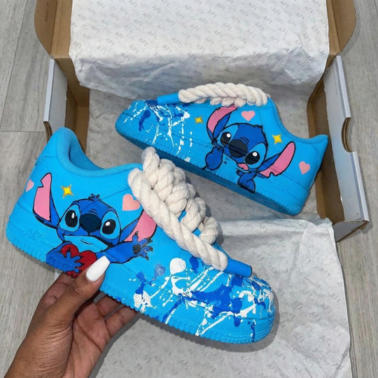 Custom Air Force 1 Blue Stitch Theme