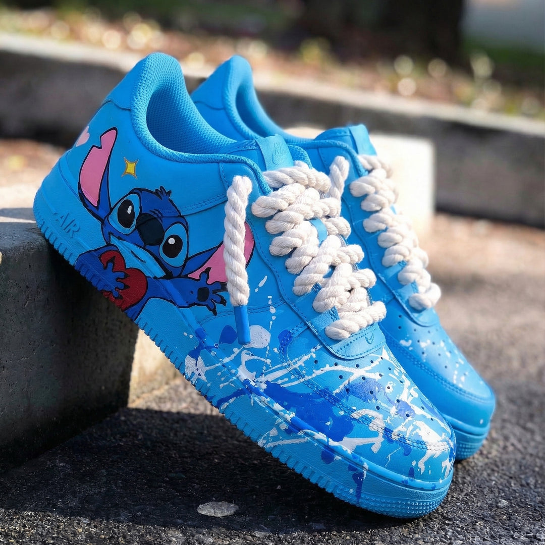 Custom Air Force 1 Blue Stitch Theme