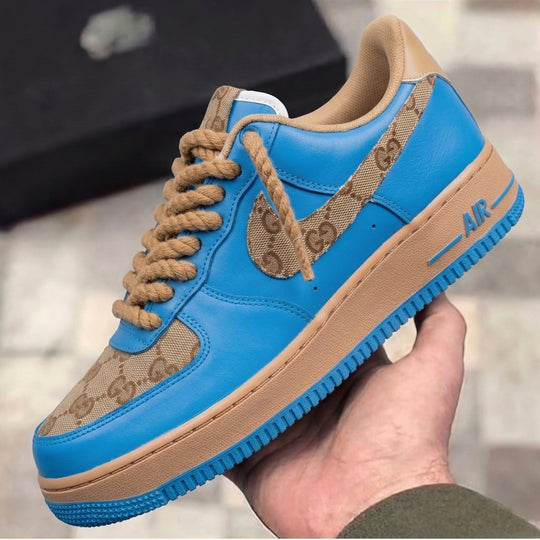 Custom Air Force 1 Blue Tan GG Rope Laces