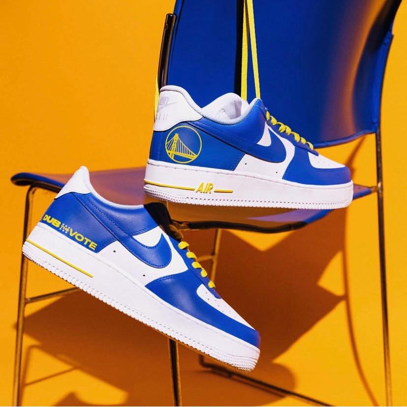 Custom Air Force 1 Blue White Golden State Warriors NBA 