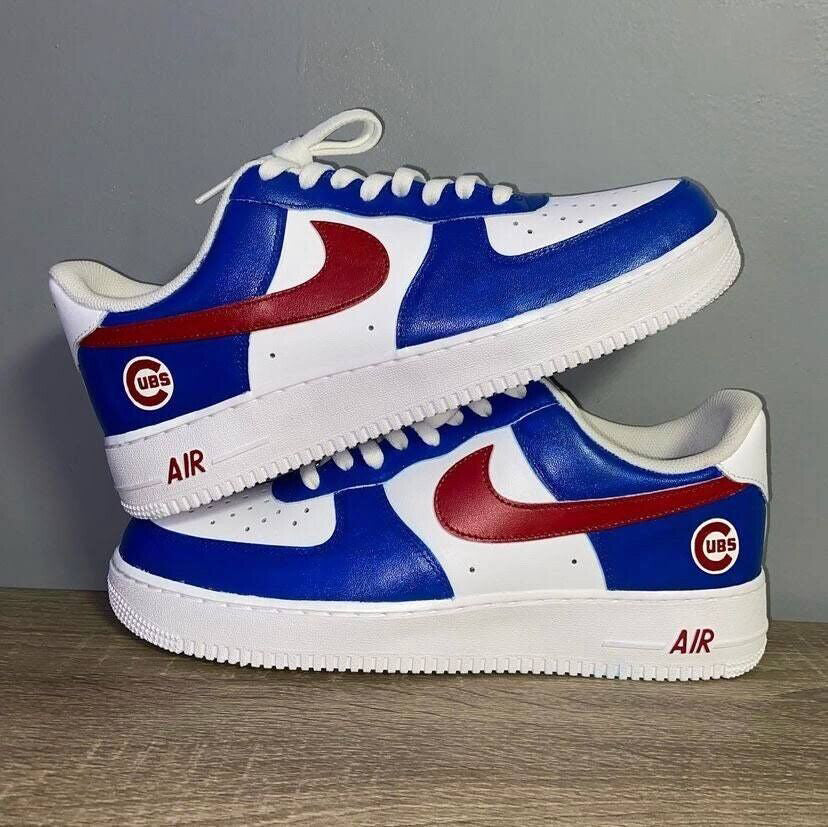 Custom Air Force 1 Blue White Red Chicago Cubs MLB 