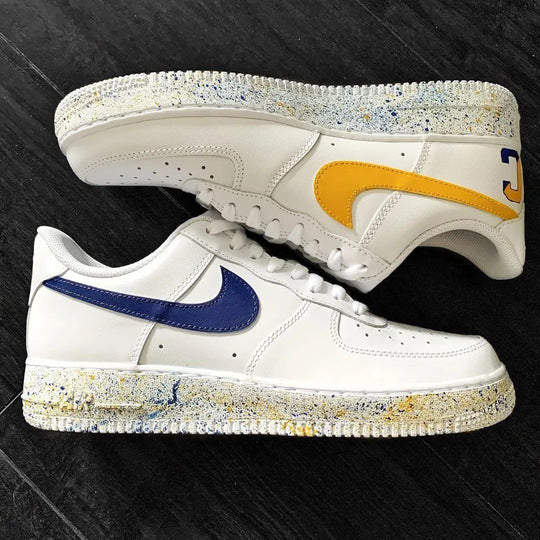 Custom Air Force 1 Blue Yellow Splatter Design
