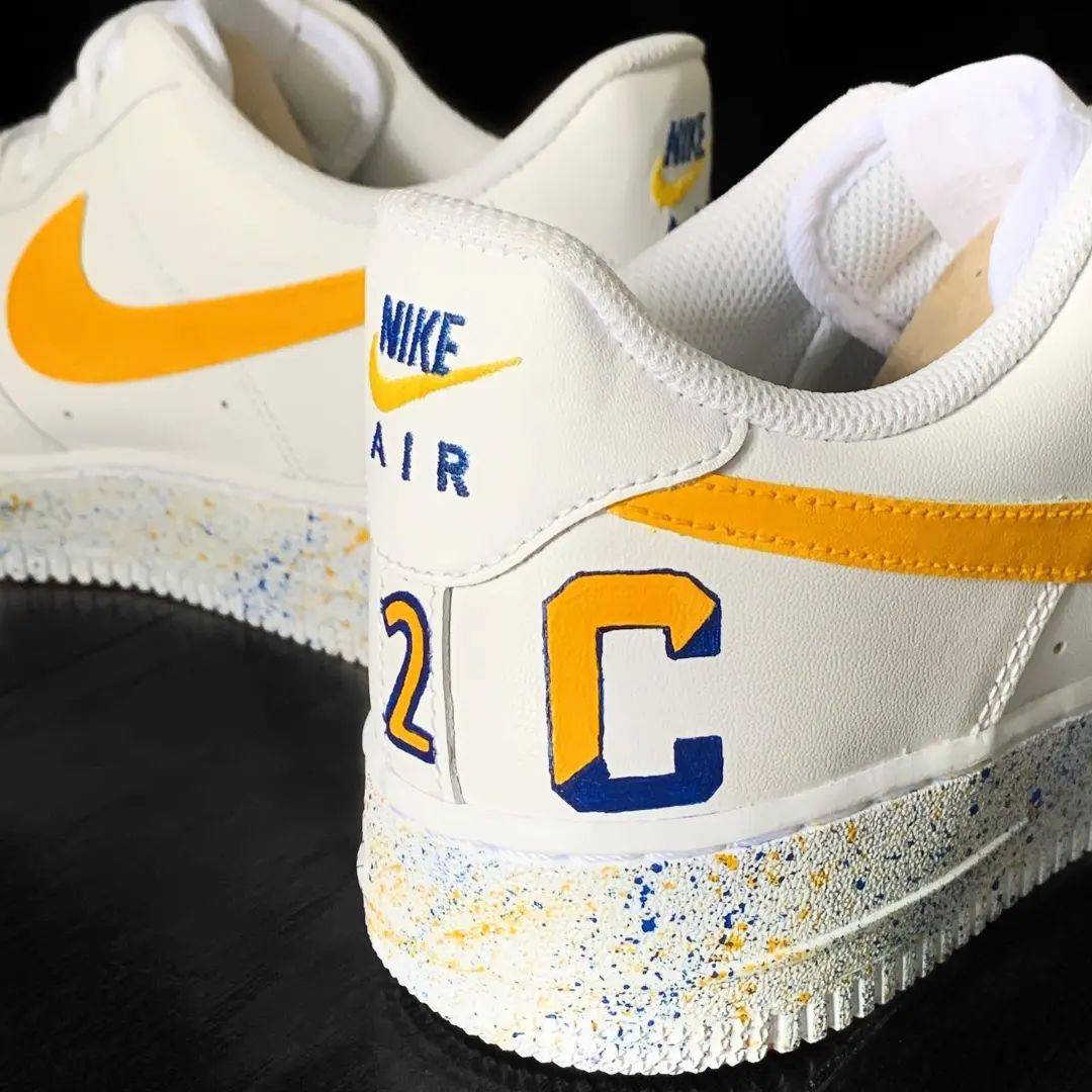 Custom Air Force 1 Blue Yellow Splatter Design