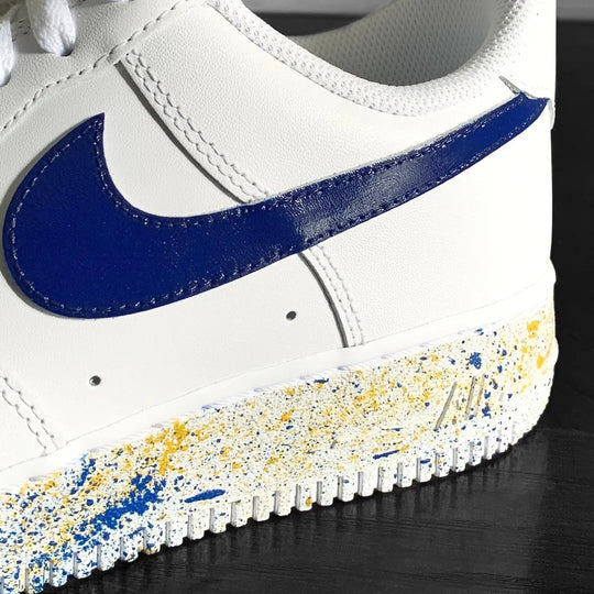 Custom Air Force 1 Blue Yellow Splatter Design