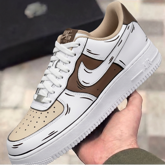 Custom Air Force 1 Brown Beige Cartoon