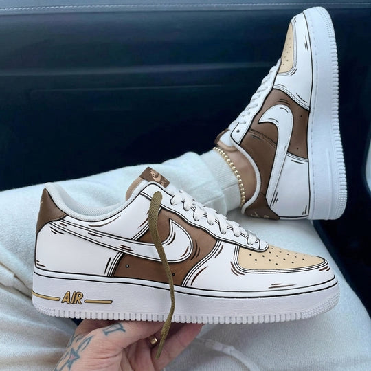 Custom Air Force 1 Brown Beige Cartoon