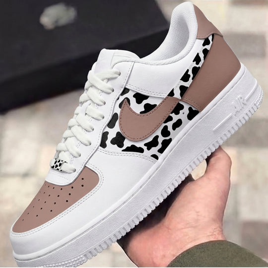 Custom Air Force 1 Brown Black Cow Print