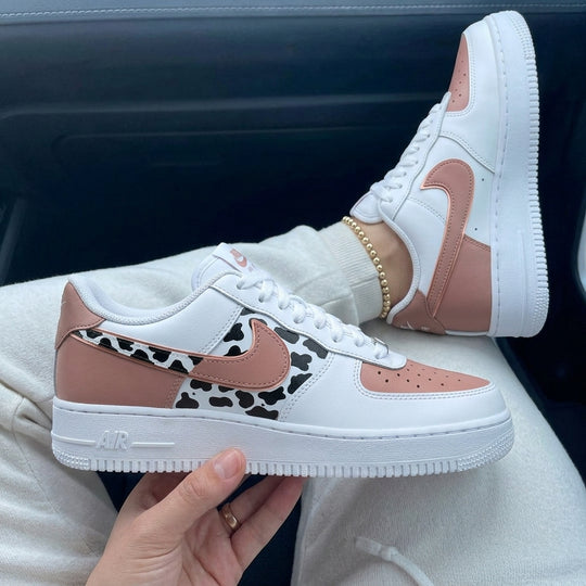 Custom Air Force 1 Brown Black Cow Print
