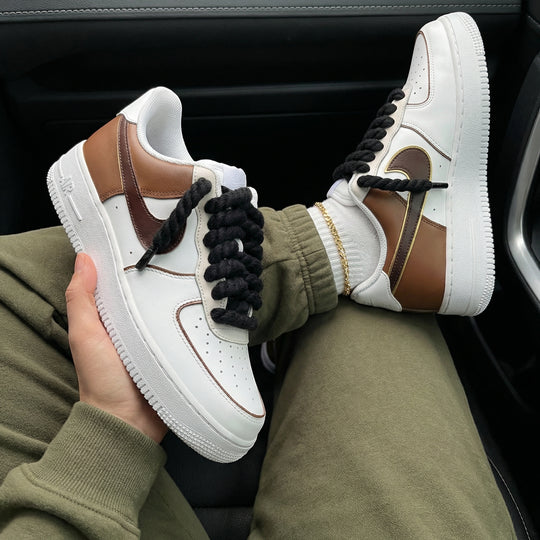 Custom Air Force 1 Brown Black Rope Laces