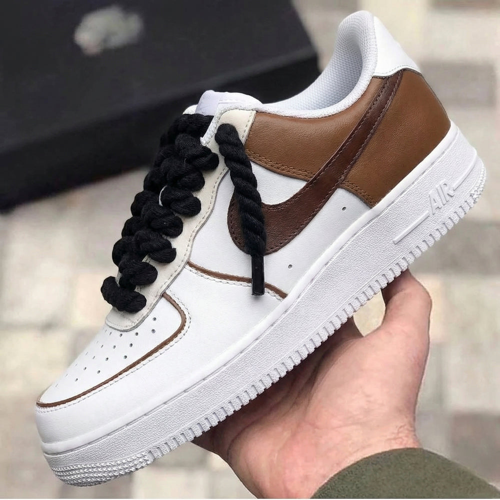 Custom Air Force 1 Brown Black Rope Laces