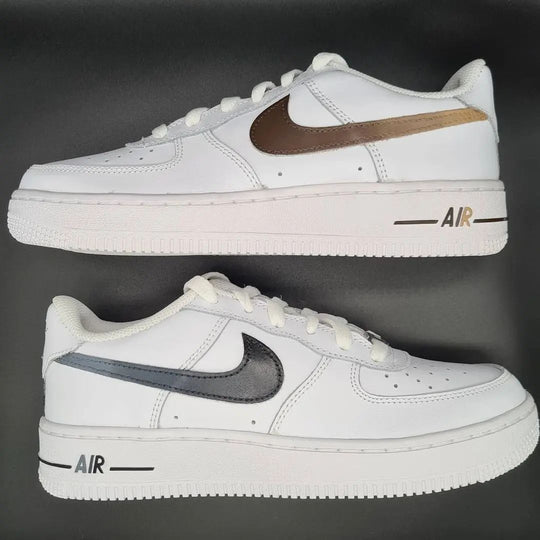 Custom Air Force 1 Brown Grey Swoosh Design