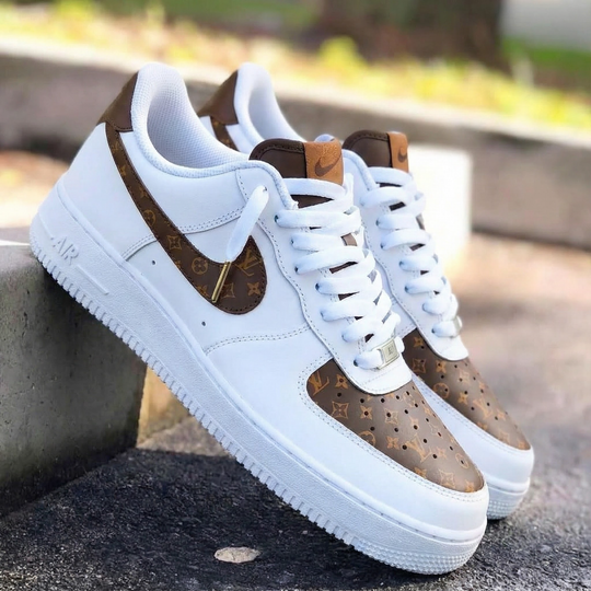 Custom Air Force 1 Brown LV Pattern