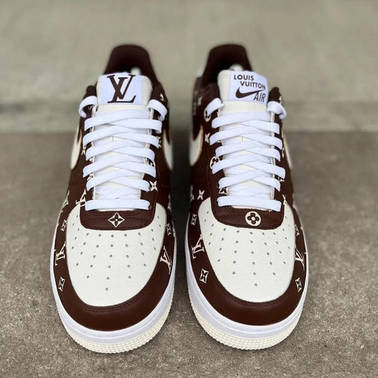 Custom Air Force 1 Brown With LV Patterns 