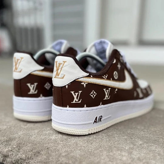 Custom Air Force 1 Brown With LV Patterns 