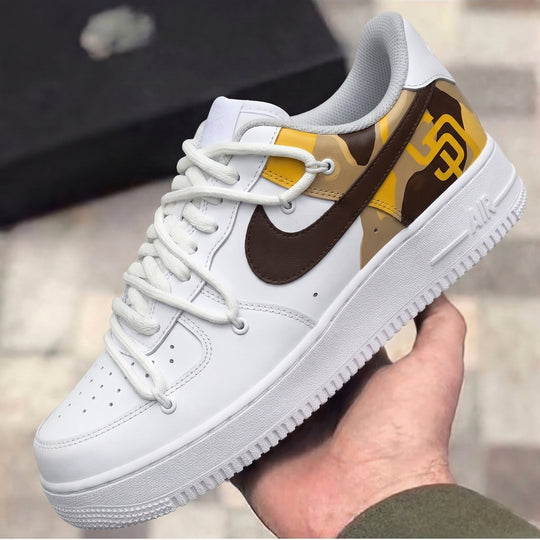 Custom Air Force 1 Brown Yellow Camo SD Logo
