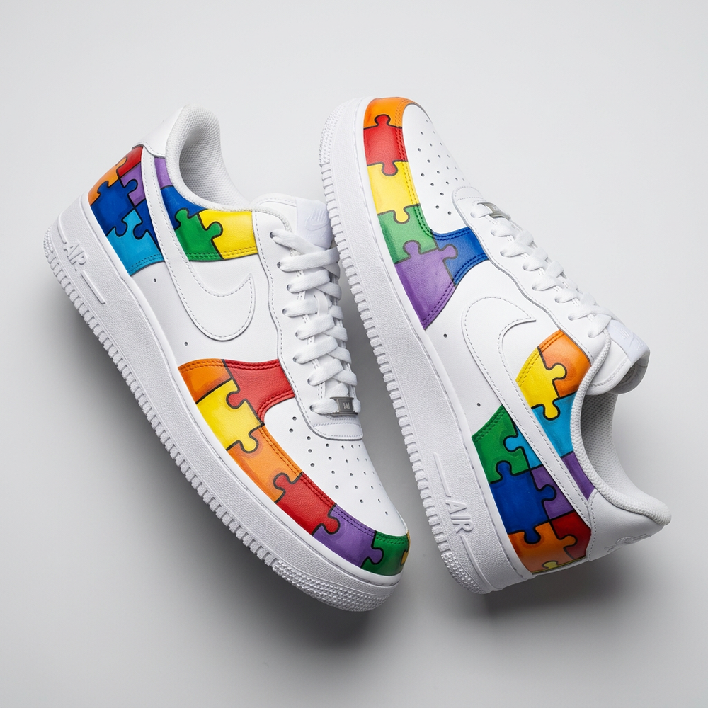 Custom Air Force 1 Colorful Puzzle Pieces