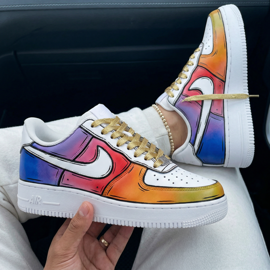 Custom Air Force 1 Comic Gradient Blue Purple Red Orange Yellow