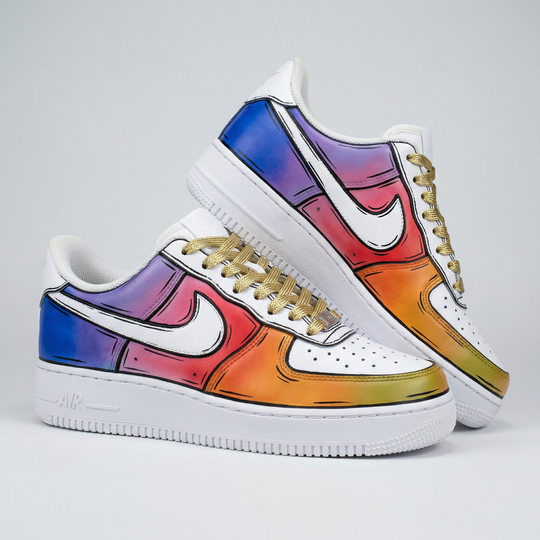Custom Air Force 1 Comic Gradient Blue Purple Red Orange Yellow