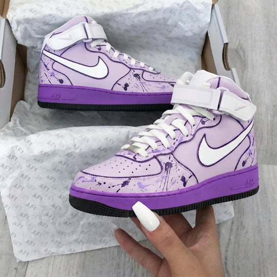 Custom Air Force 1 Futuristic Baby Purple Splatter