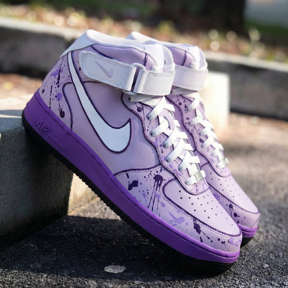 Custom Air Force 1 Futuristic Baby Purple Splatter