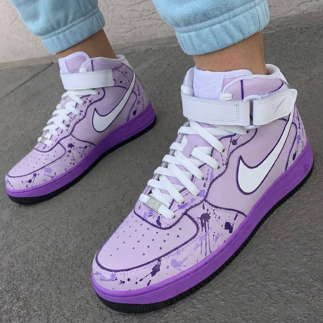 Custom Air Force 1 Futuristic Baby Purple Splatter