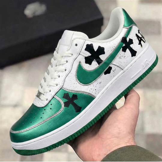 Custom Air Force 1 Green Black Crosses Splatter