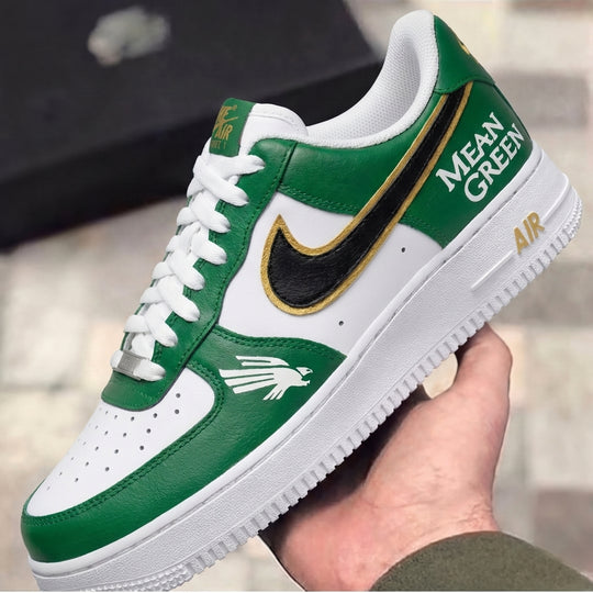 Custom Air Force 1 Green Black Gold Mean Green Text Eagle Graphic