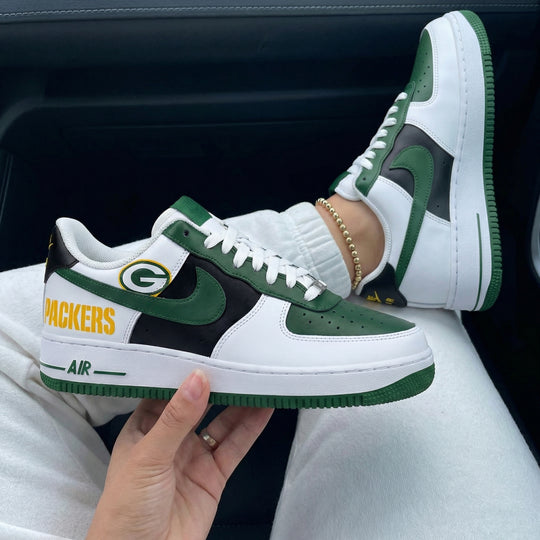 Custom Air Force 1 Green Black Packers Team Logo