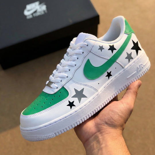Custom Air Force 1 Green Black Silver Stars