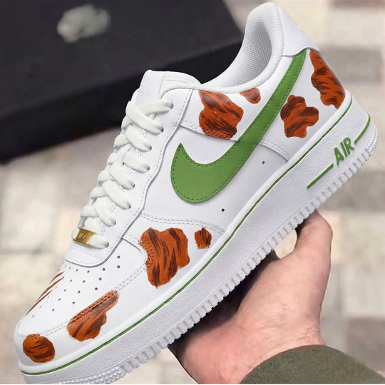 Custom Air Force 1 Green Brown Cow Print