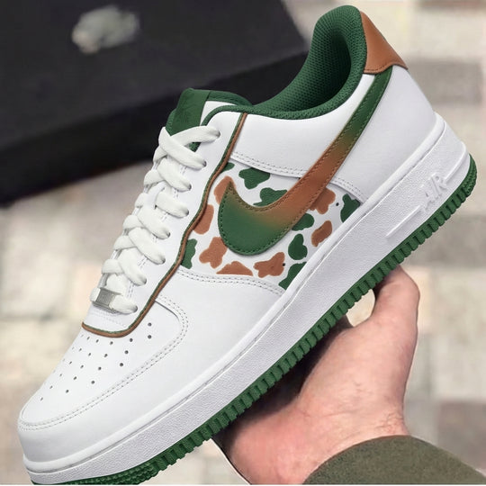 Custom Air Force 1 Green Brown Cow Print