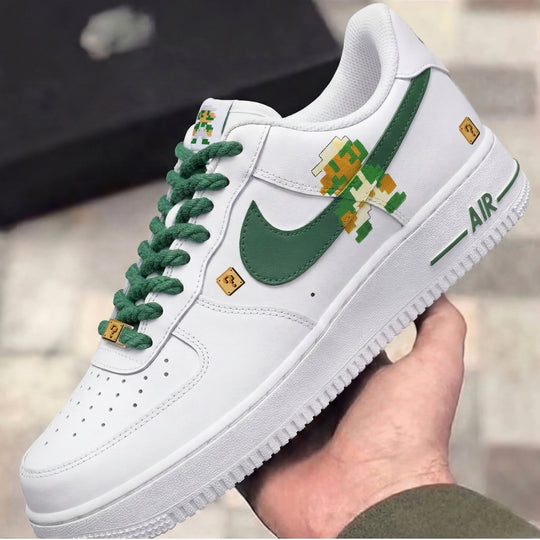 Custom Air Force 1 Green Gold Super Mario Question Mark