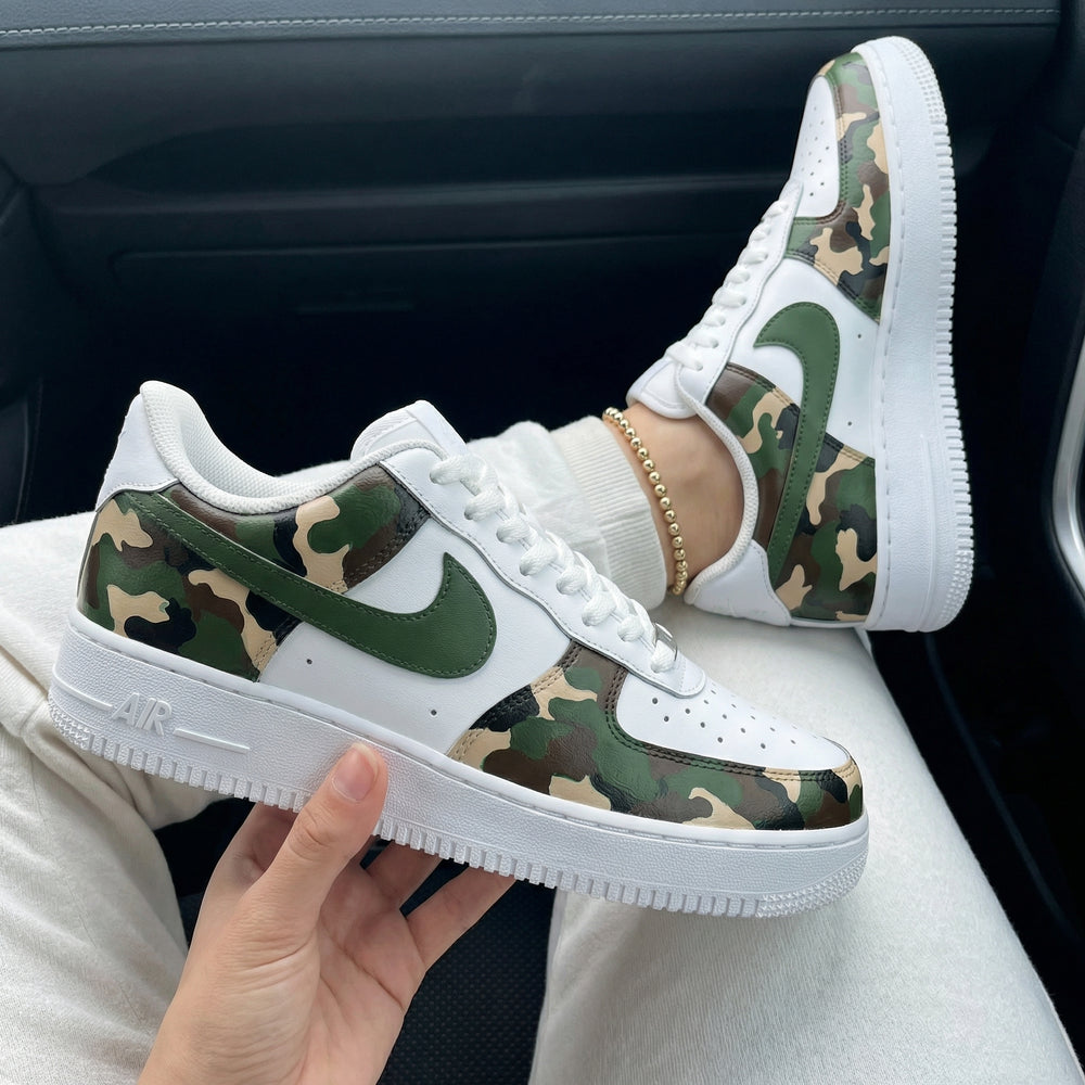 Custom Air Force 1 Green Khaki Camo