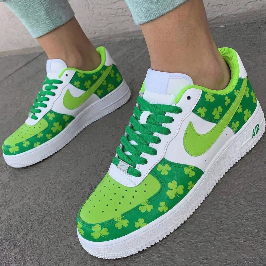 Custom Air Force 1 Green Lime Green Clover Pattern