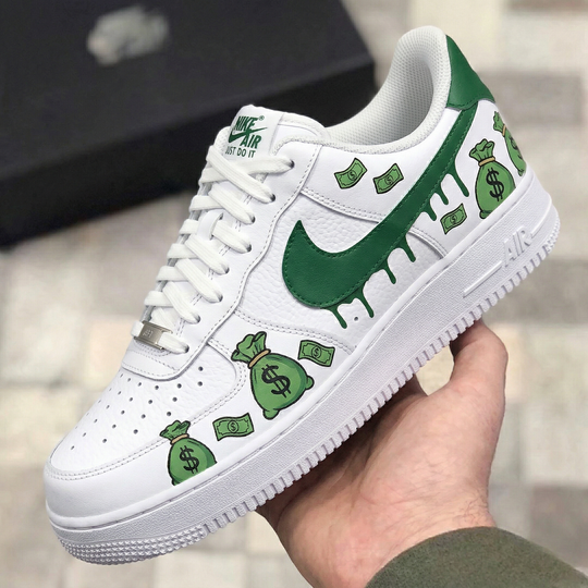 Custom Air Force 1 Green Money Bags Dollar Bills